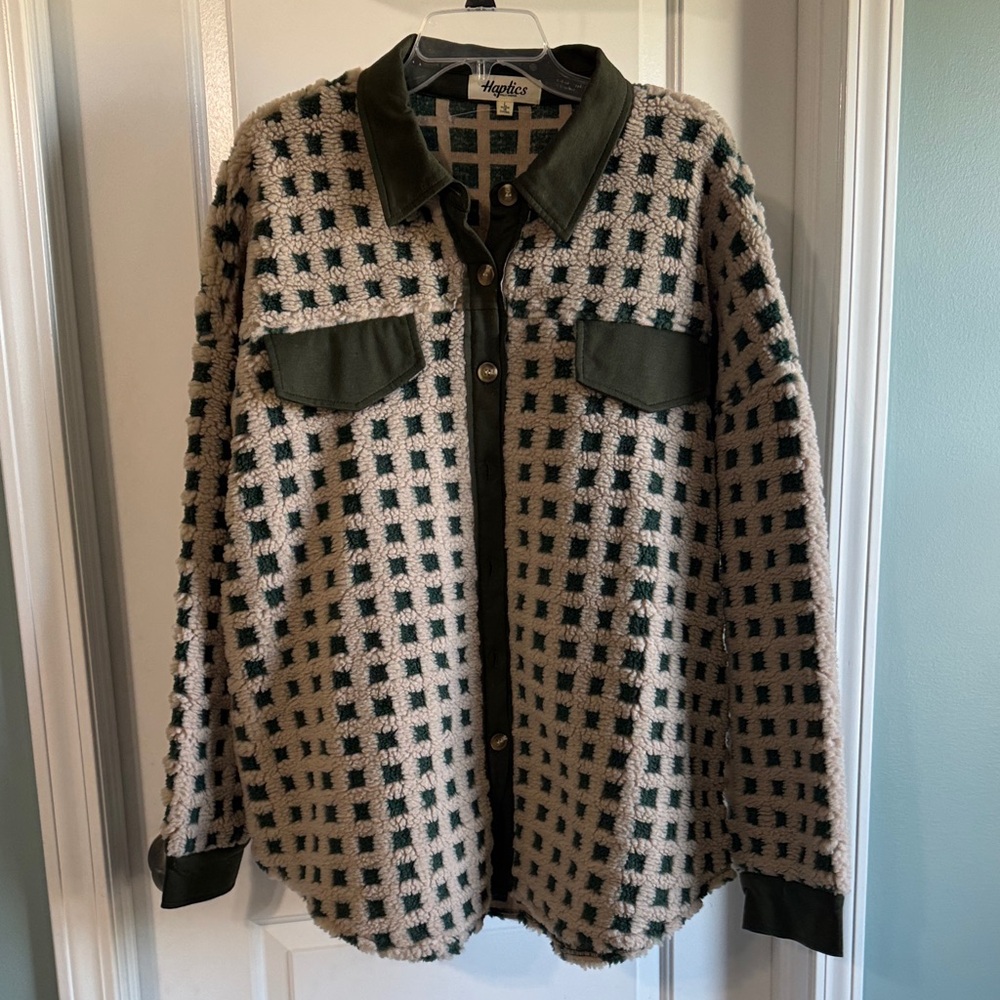 Haptics My Favorite City Shacket in Taupe Olive